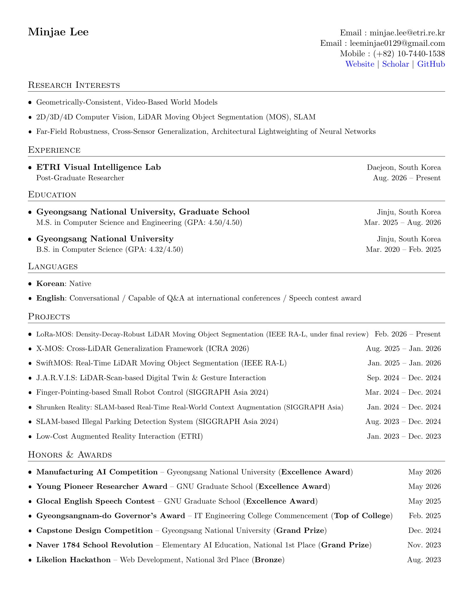 Curriculum Vitae (English), page 1